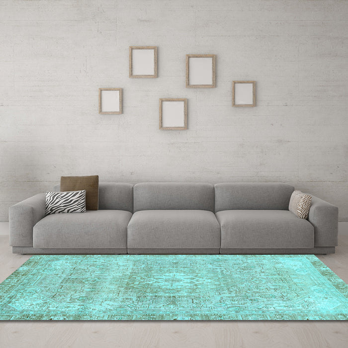 Machine Washable Abstract Light Blue Modern Rug in a Living Room, wshabs2114lblu