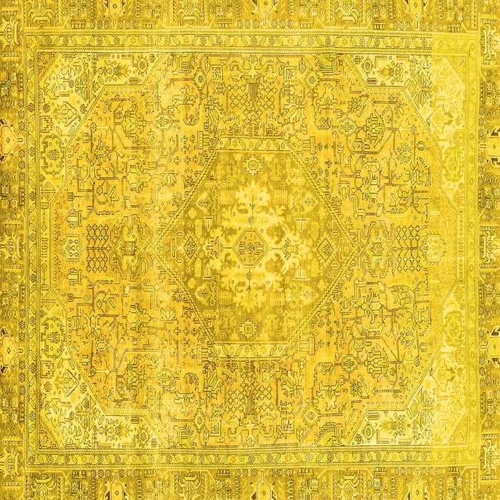 Square Abstract Yellow Modern Rug, abs2114yw