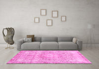 Machine Washable Abstract Pink Modern Rug, wshabs2114pnk