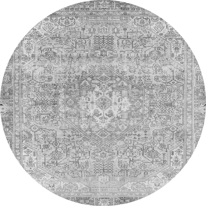 Round Machine Washable Abstract Gray Modern Rug, wshabs2114gry