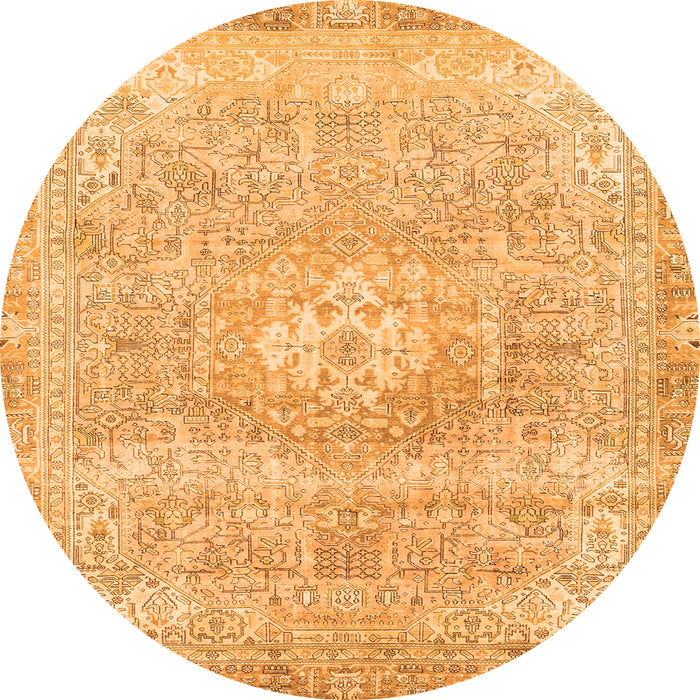 Round Machine Washable Abstract Orange Modern Area Rugs, wshabs2114org