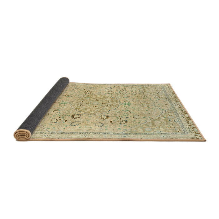 Sideview of Abstract Copper Green Modern Rug, abs2115