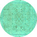 Round Abstract Turquoise Modern Rug, abs2115turq