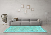 Machine Washable Abstract Light Blue Modern Rug, wshabs2115lblu