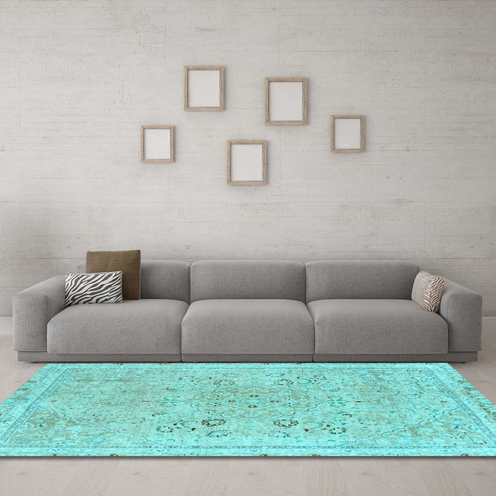 Machine Washable Abstract Light Blue Modern Rug in a Living Room, wshabs2115lblu