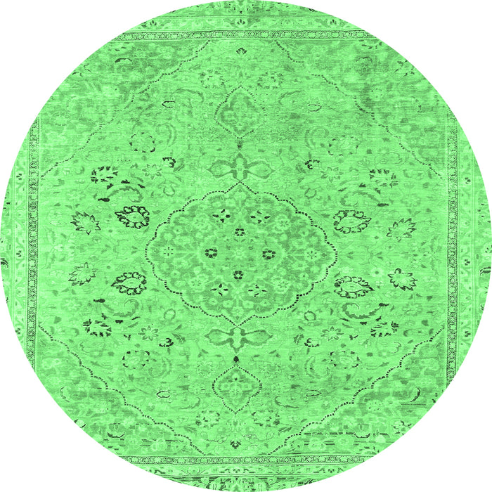 Round Abstract Emerald Green Modern Rug, abs2115emgrn