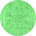 Round Abstract Emerald Green Modern Rug, abs2115emgrn