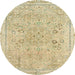 Round Abstract Copper Green Modern Rug, abs2115