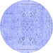 Round Abstract Blue Modern Rug, abs2115blu