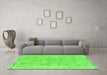 Machine Washable Abstract Green Modern Area Rugs in a Living Room,, wshabs2115grn