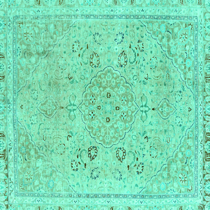Square Machine Washable Abstract Turquoise Modern Area Rugs, wshabs2115turq
