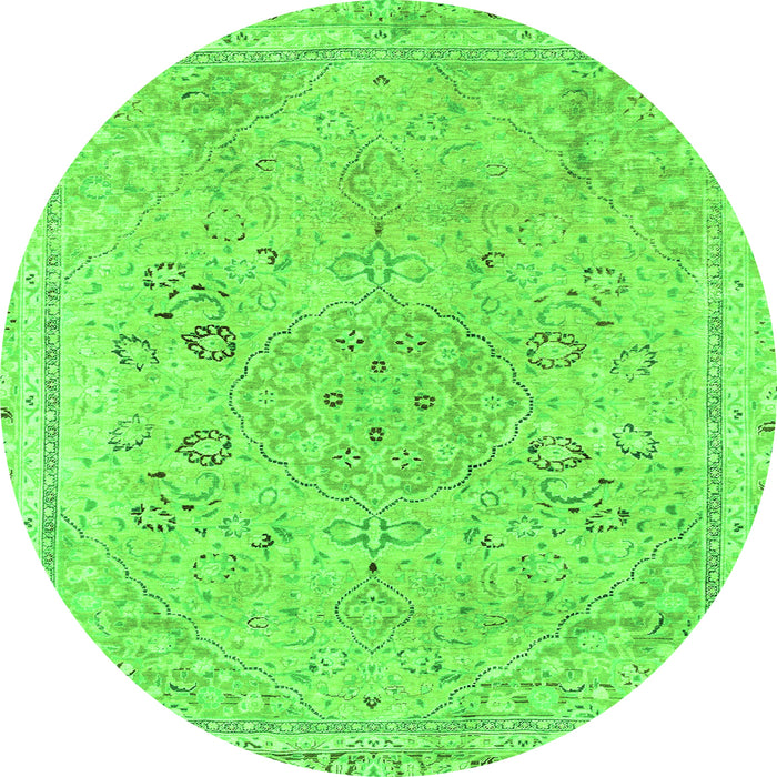 Round Machine Washable Abstract Green Modern Area Rugs, wshabs2115grn