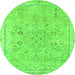 Round Machine Washable Abstract Green Modern Area Rugs, wshabs2115grn