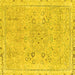 Square Machine Washable Abstract Yellow Modern Rug, wshabs2115yw