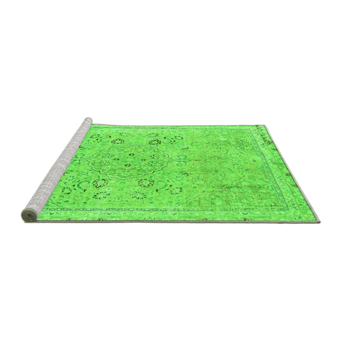 Sideview of Machine Washable Abstract Green Modern Area Rugs, wshabs2115grn