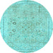 Round Abstract Light Blue Modern Rug, abs2115lblu