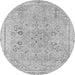 Round Machine Washable Abstract Gray Modern Rug, wshabs2115gry