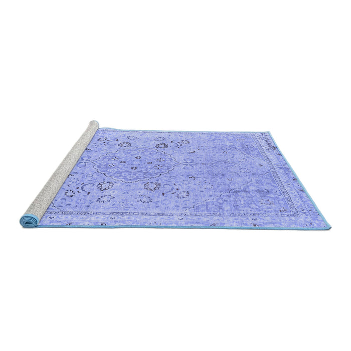 Sideview of Machine Washable Abstract Blue Modern Rug, wshabs2115blu