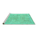 Sideview of Machine Washable Abstract Turquoise Modern Area Rugs, wshabs2115turq