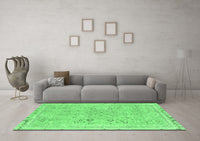 Machine Washable Abstract Emerald Green Modern Rug, wshabs2115emgrn