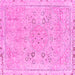 Square Machine Washable Abstract Pink Modern Rug, wshabs2115pnk