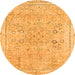 Round Machine Washable Abstract Orange Modern Area Rugs, wshabs2115org