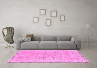 Machine Washable Abstract Pink Modern Rug, wshabs2115pnk