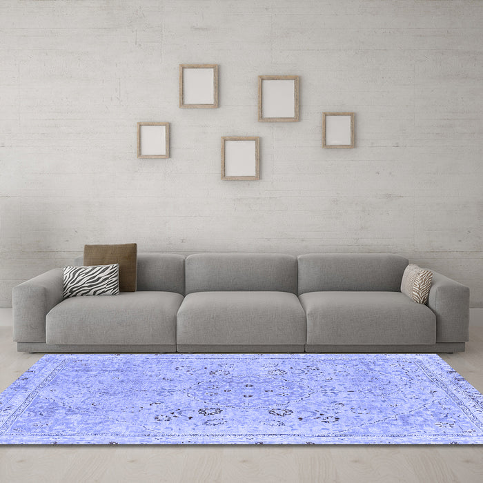 Machine Washable Abstract Blue Modern Rug in a Living Room, wshabs2115blu