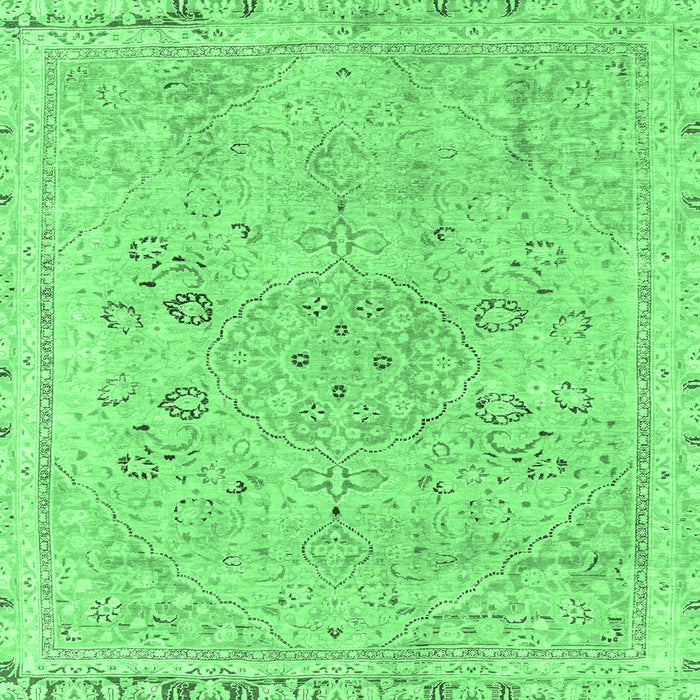 Square Abstract Emerald Green Modern Rug, abs2115emgrn