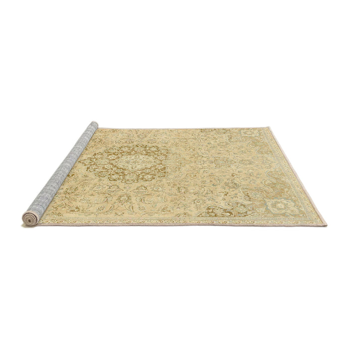 Sideview of Machine Washable Abstract Brown Gold Rug, wshabs2116