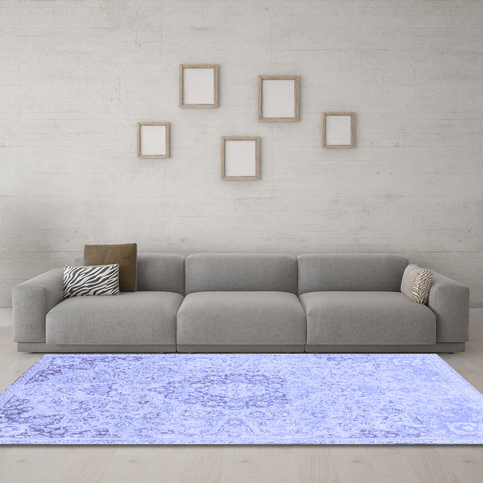 Machine Washable Abstract Blue Modern Rug in a Living Room, wshabs2116blu