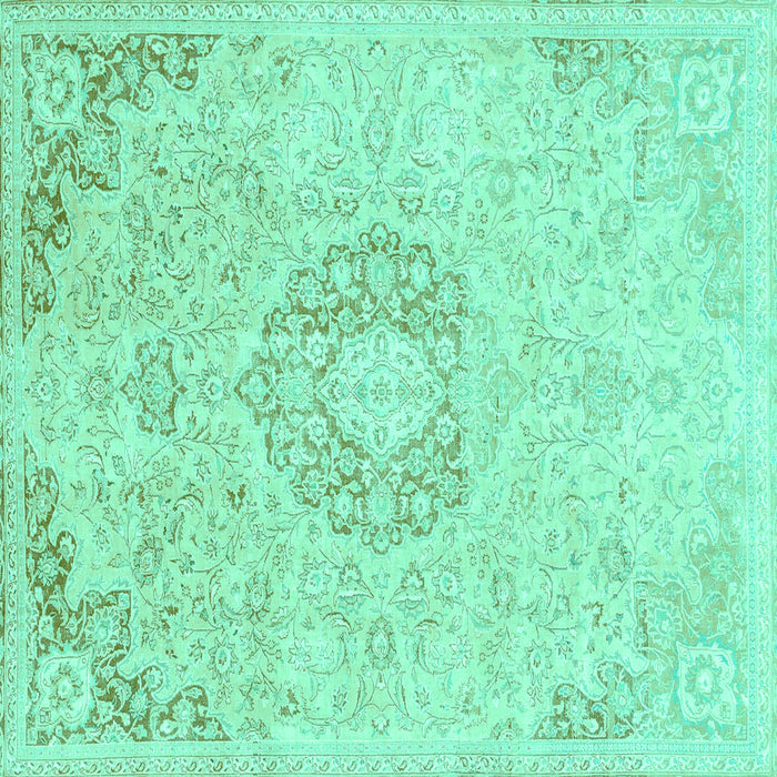 Square Machine Washable Abstract Turquoise Modern Area Rugs, wshabs2116turq