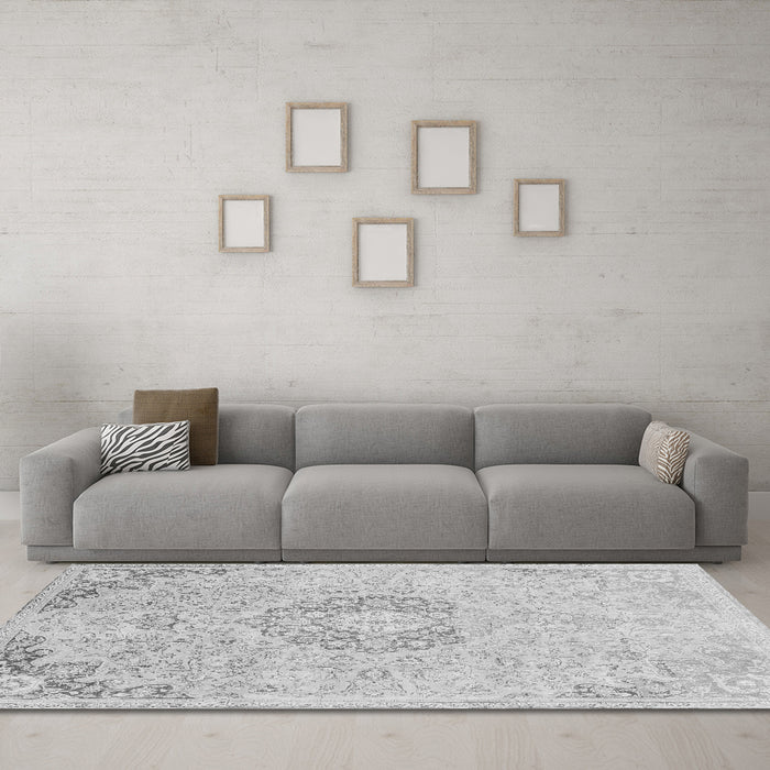 Machine Washable Abstract Gray Modern Rug in a Living Room,, wshabs2116gry