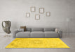 Machine Washable Abstract Yellow Modern Rug in a Living Room, wshabs2116yw