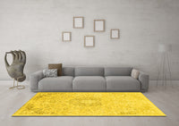 Machine Washable Abstract Yellow Modern Rug, wshabs2116yw