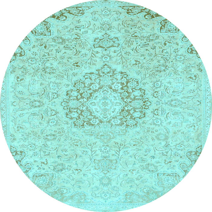 Round Machine Washable Abstract Light Blue Modern Rug, wshabs2116lblu