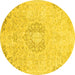 Round Abstract Yellow Modern Rug, abs2116yw