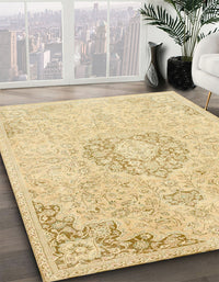 Abstract Brown Gold Modern Rug, abs2116