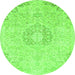 Round Abstract Green Modern Rug, abs2116grn