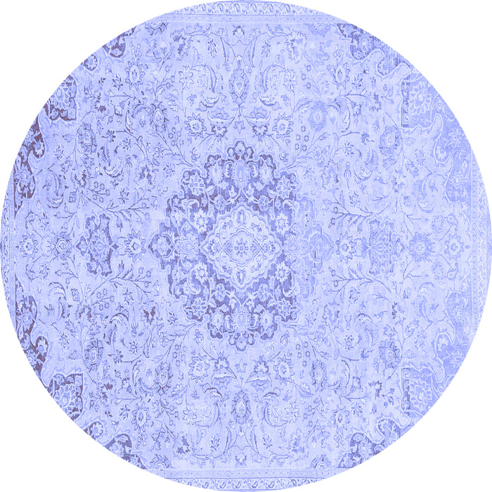 Round Machine Washable Abstract Blue Modern Rug, wshabs2116blu