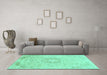 Machine Washable Abstract Turquoise Modern Area Rugs in a Living Room,, wshabs2116turq