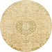 Round Machine Washable Abstract Brown Gold Rug, wshabs2116