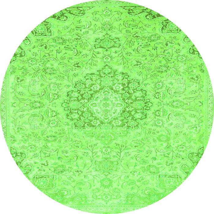 Round Machine Washable Abstract Green Modern Area Rugs, wshabs2116grn