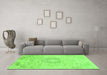 Machine Washable Abstract Green Modern Area Rugs in a Living Room,, wshabs2116grn