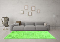 Machine Washable Abstract Green Modern Rug, wshabs2116grn