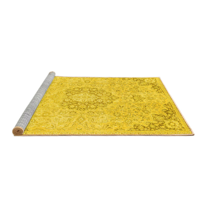 Sideview of Machine Washable Abstract Yellow Modern Rug, wshabs2116yw