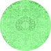 Round Abstract Emerald Green Modern Rug, abs2116emgrn