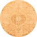 Round Machine Washable Abstract Orange Modern Area Rugs, wshabs2116org