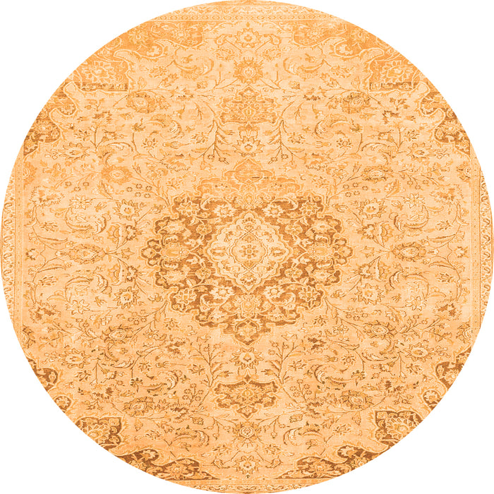 Round Abstract Orange Modern Rug, abs2116org