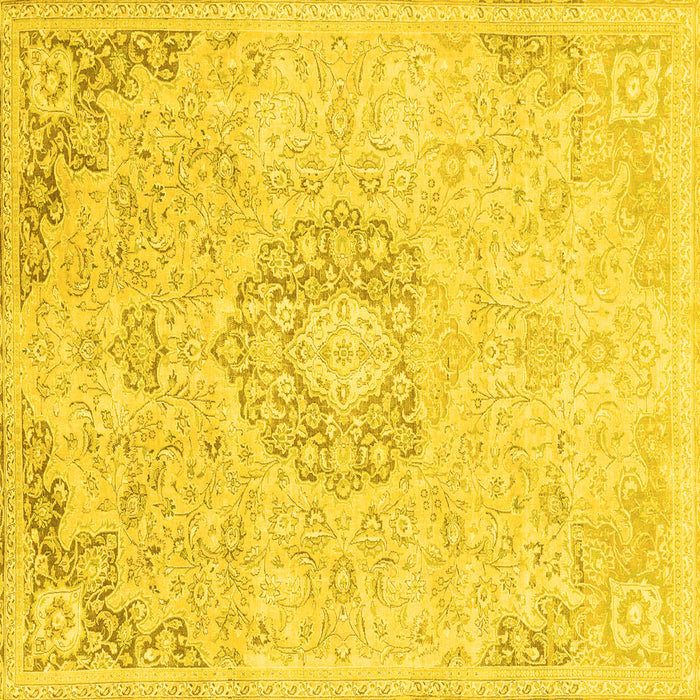 Square Machine Washable Abstract Yellow Modern Rug, wshabs2116yw
